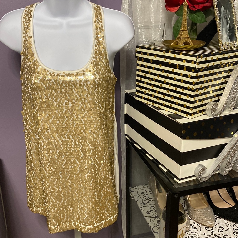 Trendy Gold Sequin top